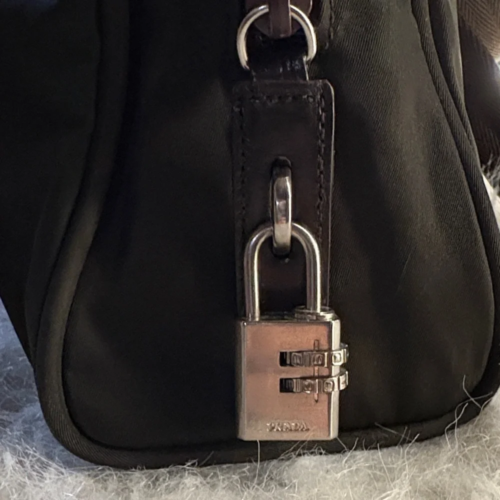 Prada Black Nylon Handbag with Brown Straps - Picture 3 of 11